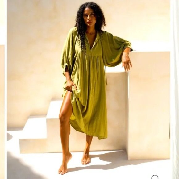Daughters of India Kyra Fern Gauze Summer Flowy  Midi Dress P6739 - Picture 1 of 11